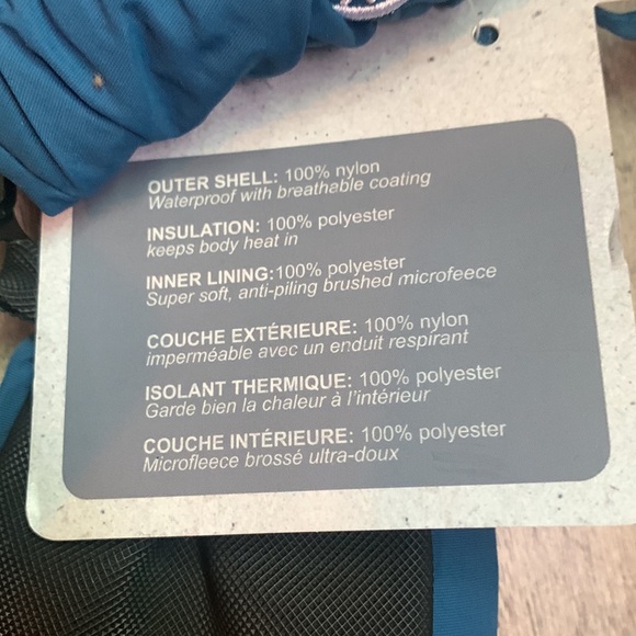 CaliKids NWT waterproof mittens infant size 6-12 months blue and black - Picture 4 of 5